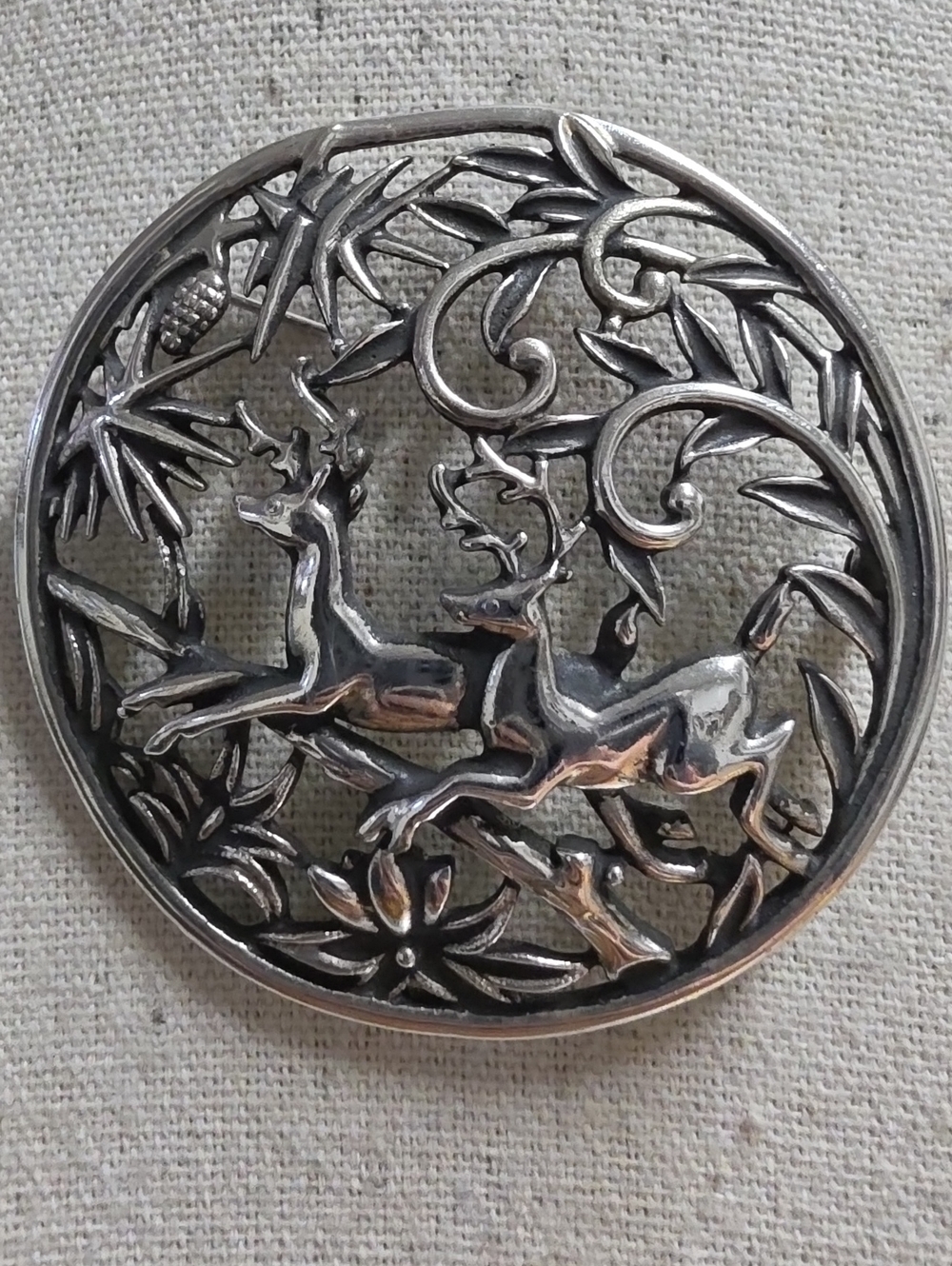 Vintage 1958 Sarah Coventry SC Woodland Flight Deer Forest Brooch Pin